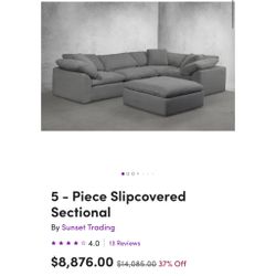 Down Filled Cloud Sectional Couch | Sofa With Ottoman