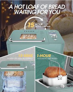 Neretva Bread Machine, 20-in-1 Stainless Steel Bread Maker with