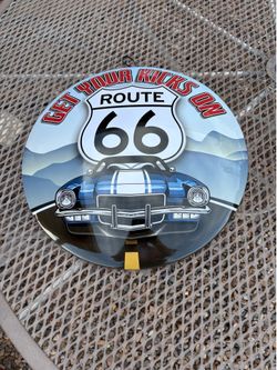 Route 66 Metal button sign 16”
