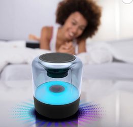Link LED 3D Multi Color Transparent Bluetooth Cylinder Speaker Great For Bedrooms, Dens, Office and Dorm Rooms Makes A Great Gift