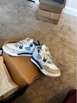 Blue and white Jordans