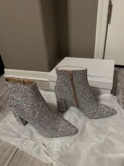 Betset Johnson Women's Cady Evening Booties,  Elegant rhinestone evening booties in silver size 8  New in the