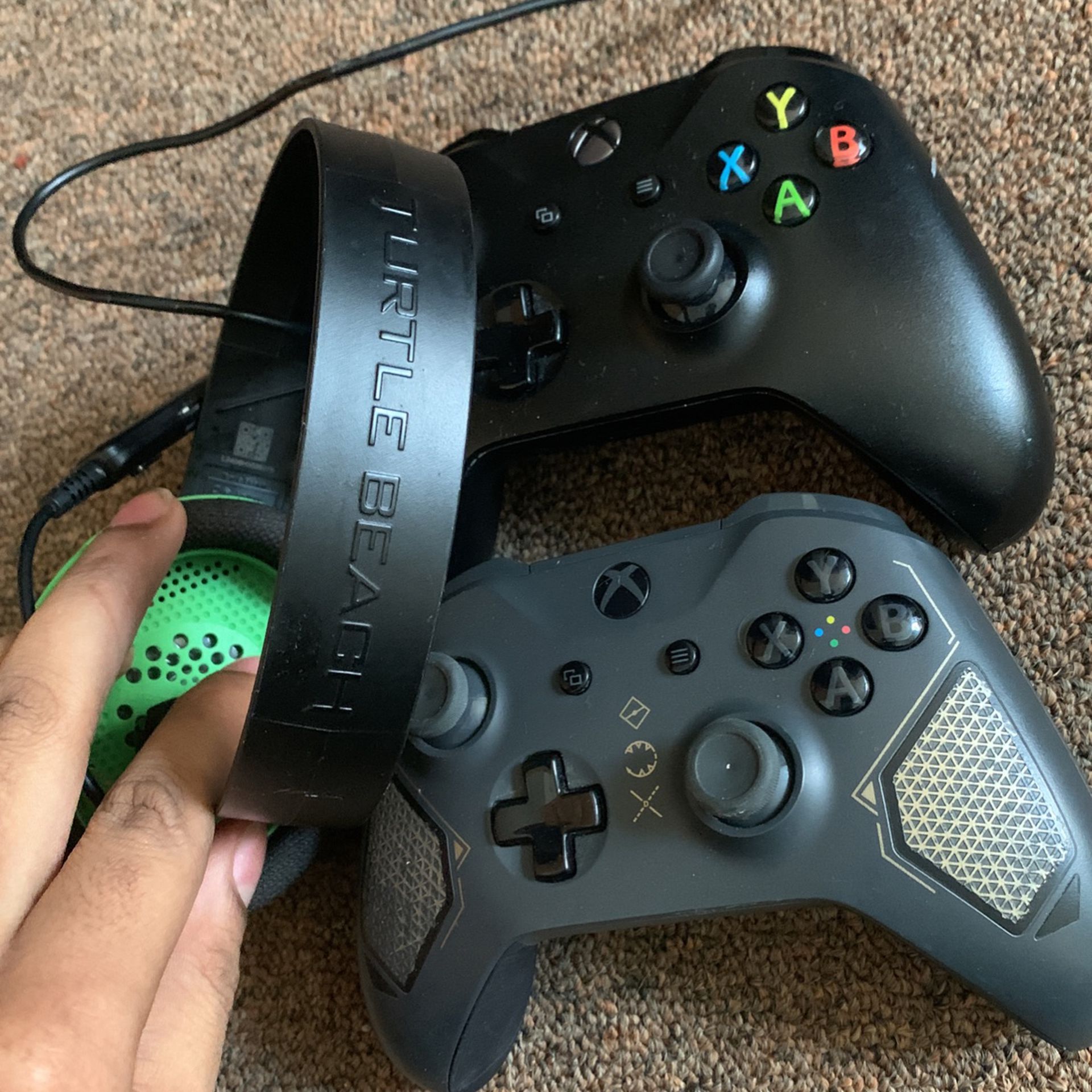 2 Xbox Controllers With Turtle Beach Headset SELLING- 50