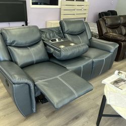 New Double Recliner Sofa With Drop-Down Tray Cup Holders Abd Charging Station