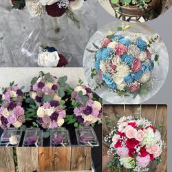 Soft wood flower bouquet ramos