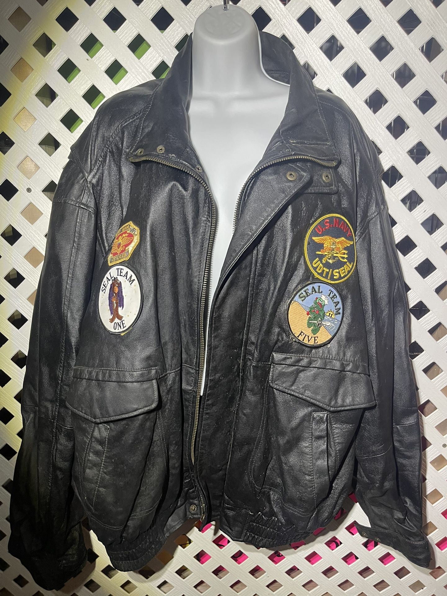 Mens Vintage Leather Veteran Jacket