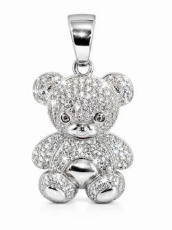 Bear Pendant .925 Sterling Silver Moisanite