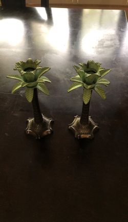 two Two’s Company palm tree candle holders