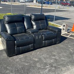 Leather Recliner Couch Set