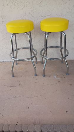 Set of Two Yellow Bar Stools