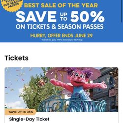Sesame Place Or SeaWorld Tickets
