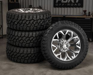 (4) Fittipaldi Wheels Rims FA21 20x9 5x127 / 5x135 0mm Mirror Coat & Tire Package 33x12.50xr20 MT Installed! 