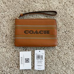 Coach Leather Corner Zip Wristlet