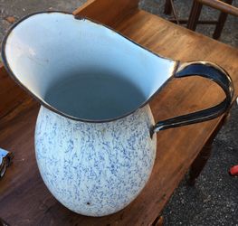 Vintage blue enamel wash pitcher