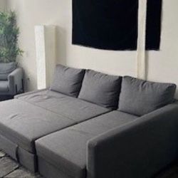 Ikea FRIHETEN Sofa Bed Sleeper sectional 3 seat w/storage, Skiftebo dark Grey  Futon