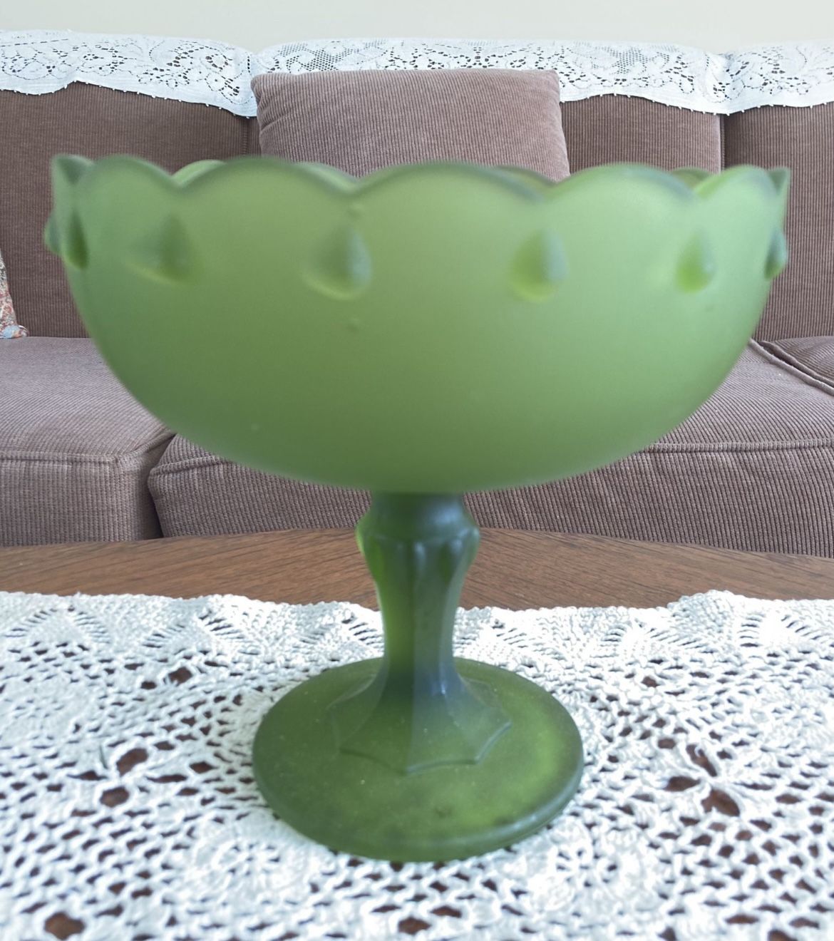 Vintage Indiana Green Compote Bowl