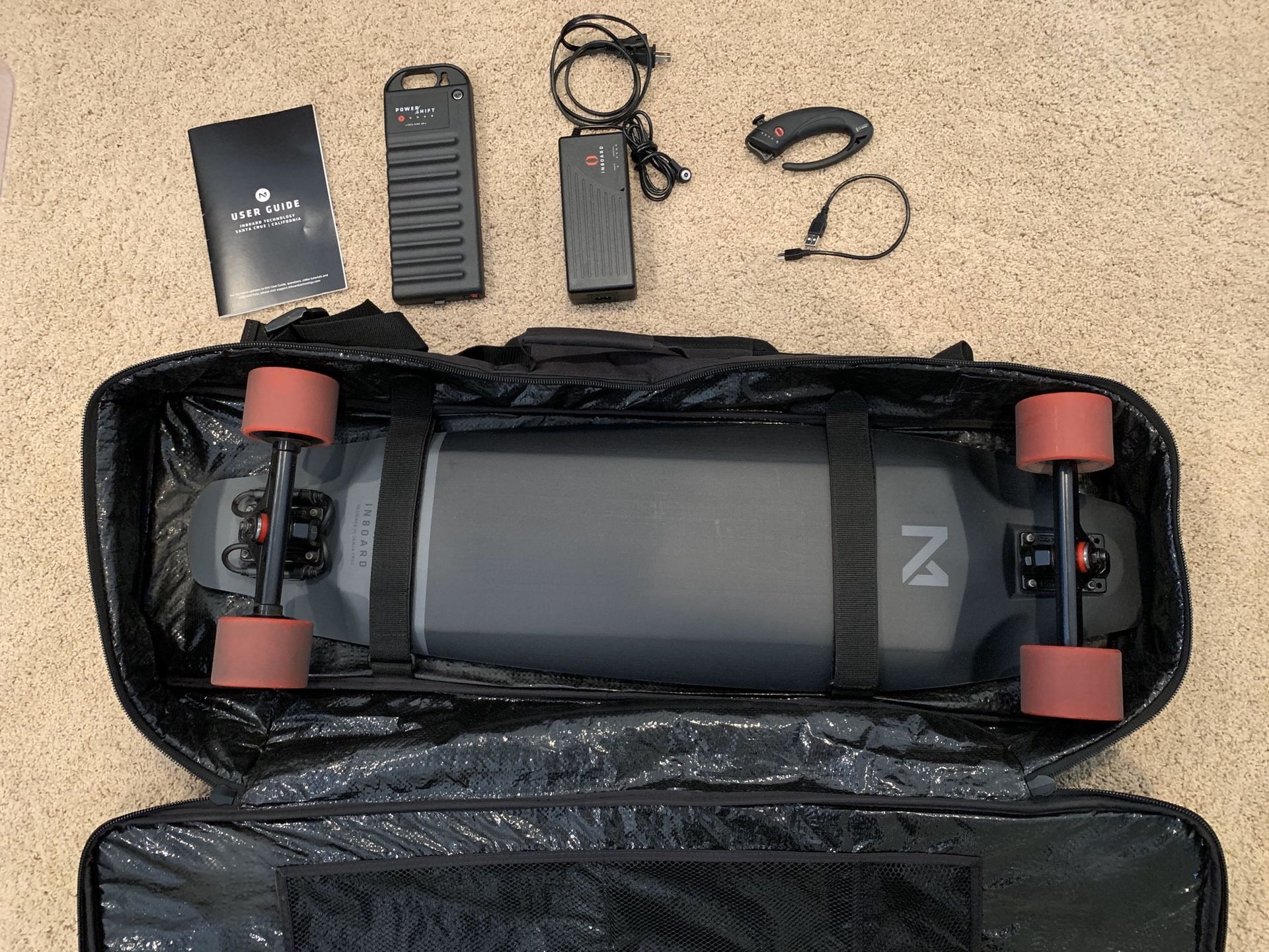 Inboard M1 Electric Skateboard w/ Travel Bag, Powershift Battery, Charger & Remote