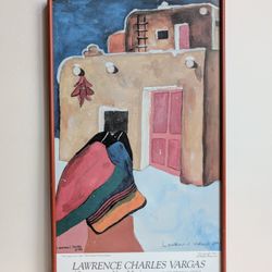 Vtg Lawrence Charles Vargas Signed Southwest Art 1992 "My Home is Your Home" 19"
