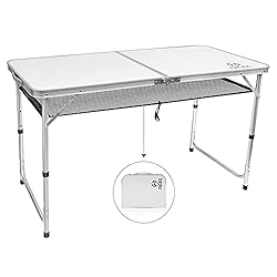Large Silver Folding Camping Table – Portable Outdoor Roll Top Table
