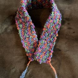 Small Multicolored Hand Crocheted Scarf 