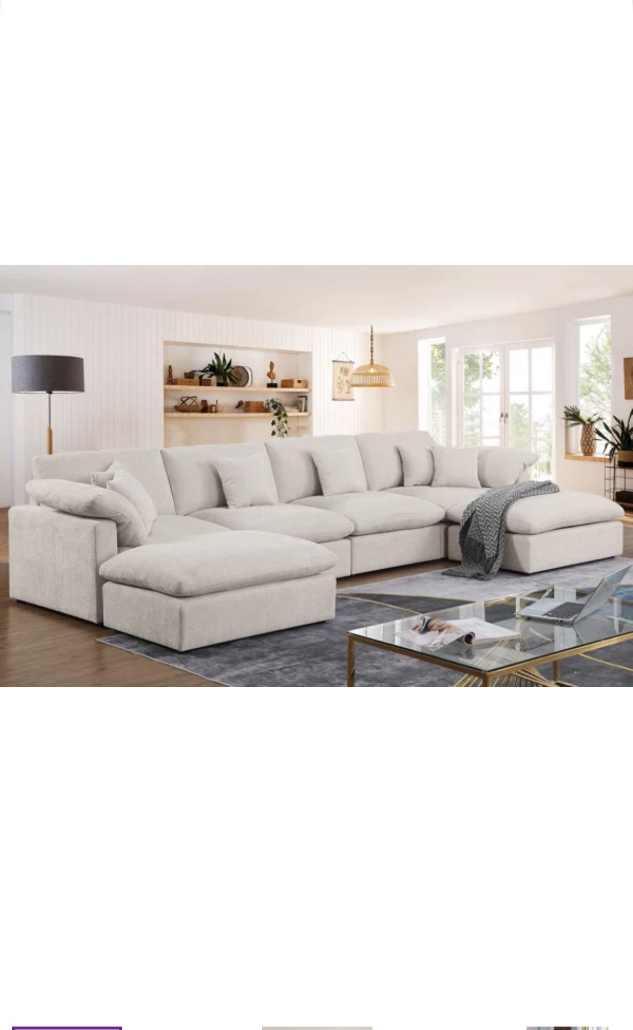 LUME Home – Haven Modular Sectional Sofa Color: Ash Gray (Cloud Gray Collection) Size: 130” W x 65” D x 34” H 