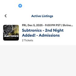 Subtronics 12/5 Tickets At The Shrine 