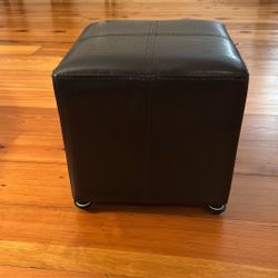 Small Faux Leather Ottoman with wheels