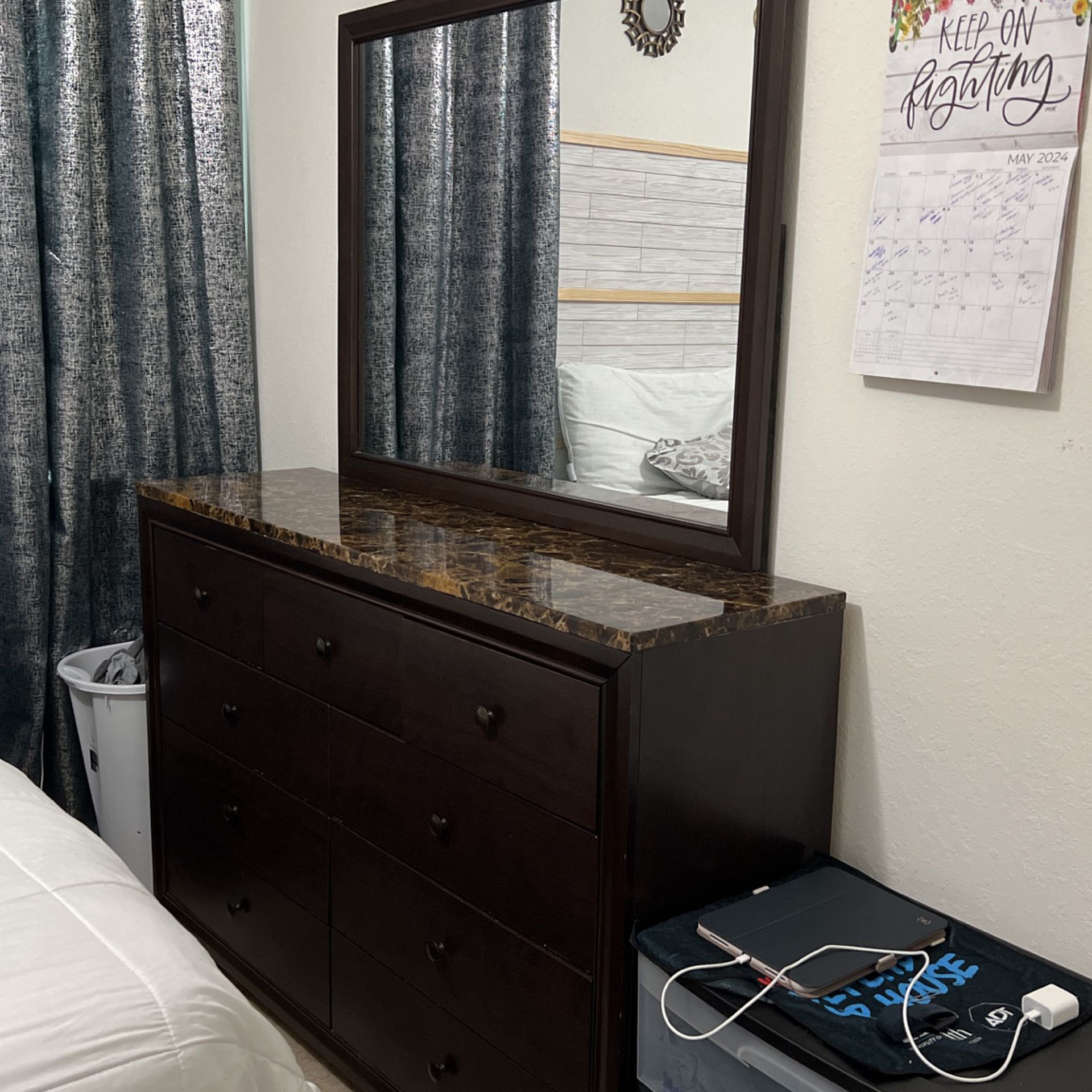 Dresser With Mirror And A Night Table
