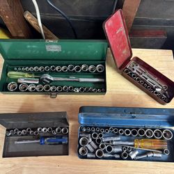 Vintage Socket Tool Sets - Sears, Walden, Power Kraft, Blackhawk, Husky, Proto 