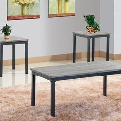 Brand New Grey 3pc Coffee Table Set