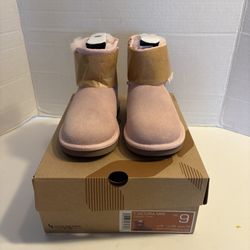 UGG Boots Toddler Girl Pink w/ Bow Faux Fur Size US 9 NWB