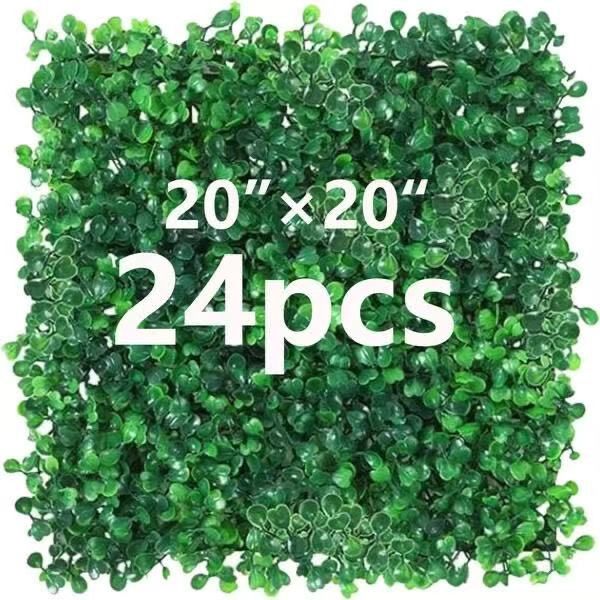 24 Pack Artificial Boxwood Wall Panels