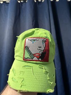 Distressed Neon Green Baseball Cap 