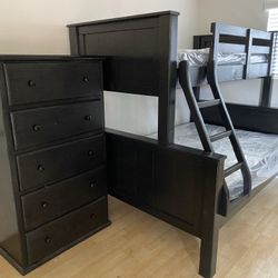 Solid Pine Wood Bunk Beds With Mattresses Included 