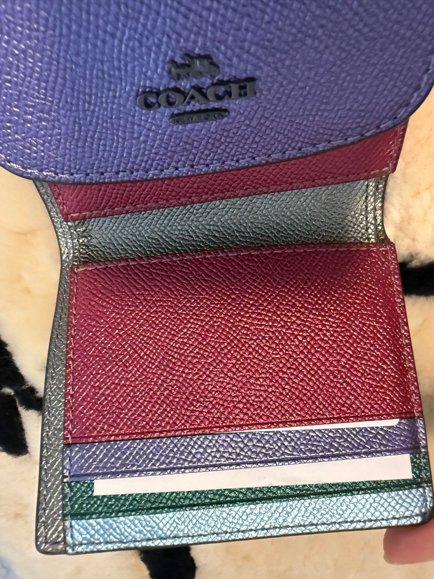 Coach Small Trifold Wallet Metallic Colorblock
