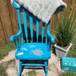 Beautiful Teal Beachy Rocking Chair 