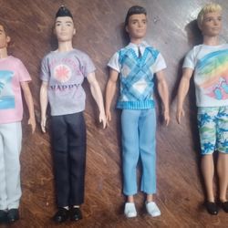 Lot Of 4 "Ken" Barbie Dolls 