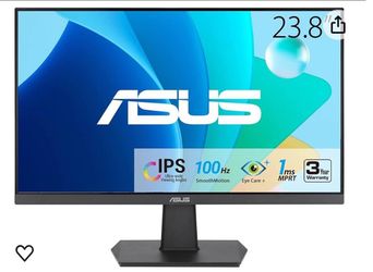 ASUS 24” (23.8-inch viewable) 1080P Eye Care Monitor (VA24EHF) - IPS, Full HD, Frameless, 100Hz, 1ms, Adaptive-Sync, for Working and Gaming, Low Blue