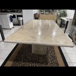 Beige Dining Table And Cabinet Set 