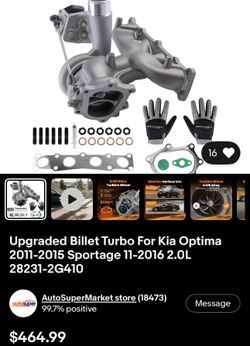 Two Upgraded Billet Turbo For Kia Optima 2011-2015 Sportage 11-2016 2.0L 28231-2G410