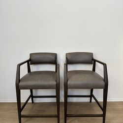 Modern Leather & Wood Bar Stool Chairs