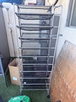 10-Tier Rolling Shoe Rack Organizer with Mesh Back (Holds up to 50+ Pairs)