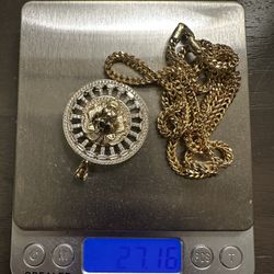 Franco Chain And Lion Pendant 