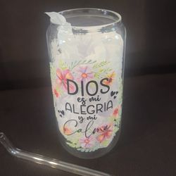 Glass Cup  16oz With Bamboo Lid