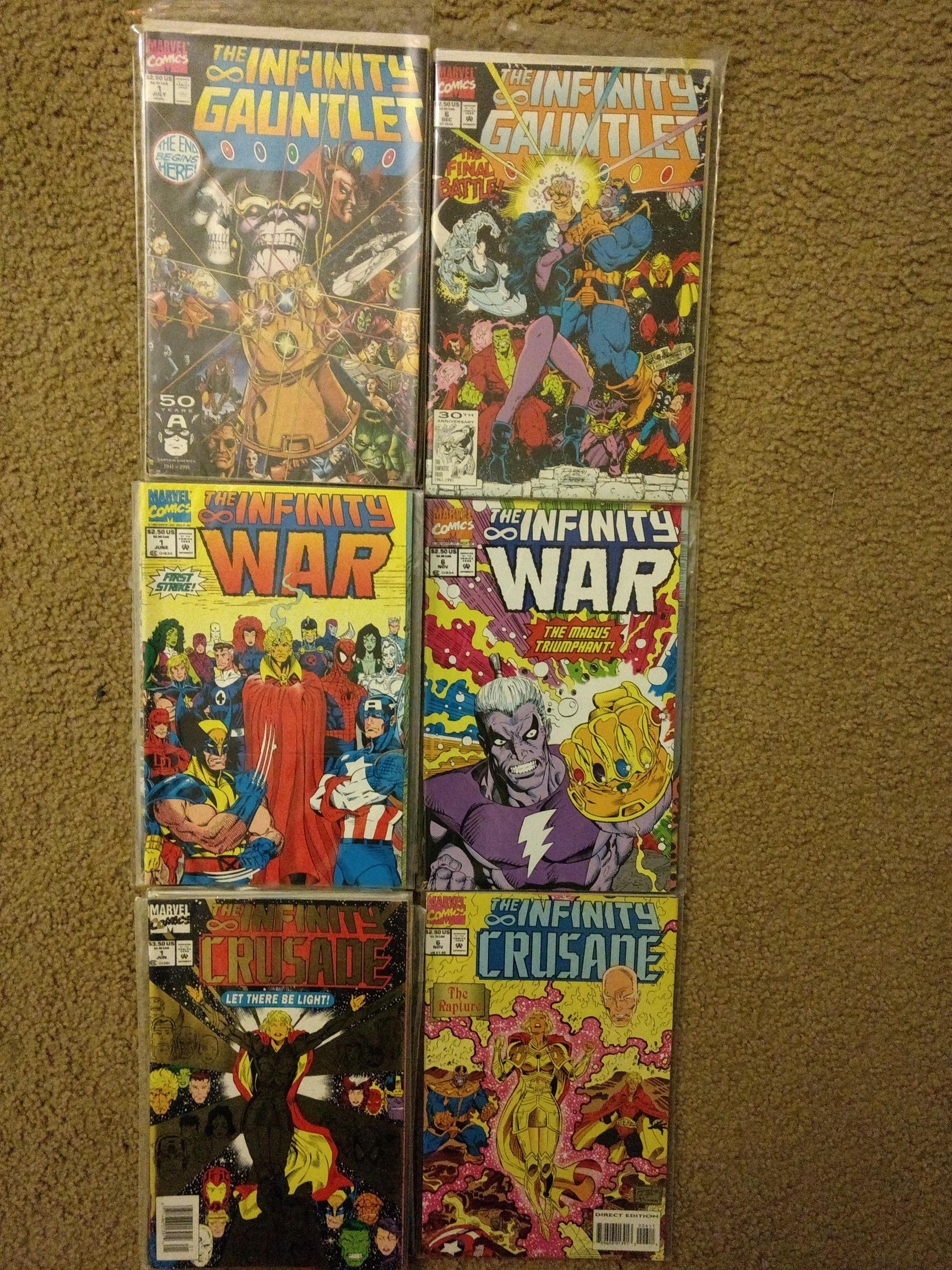 Infinity Gauntlet, War, & Crusade comics