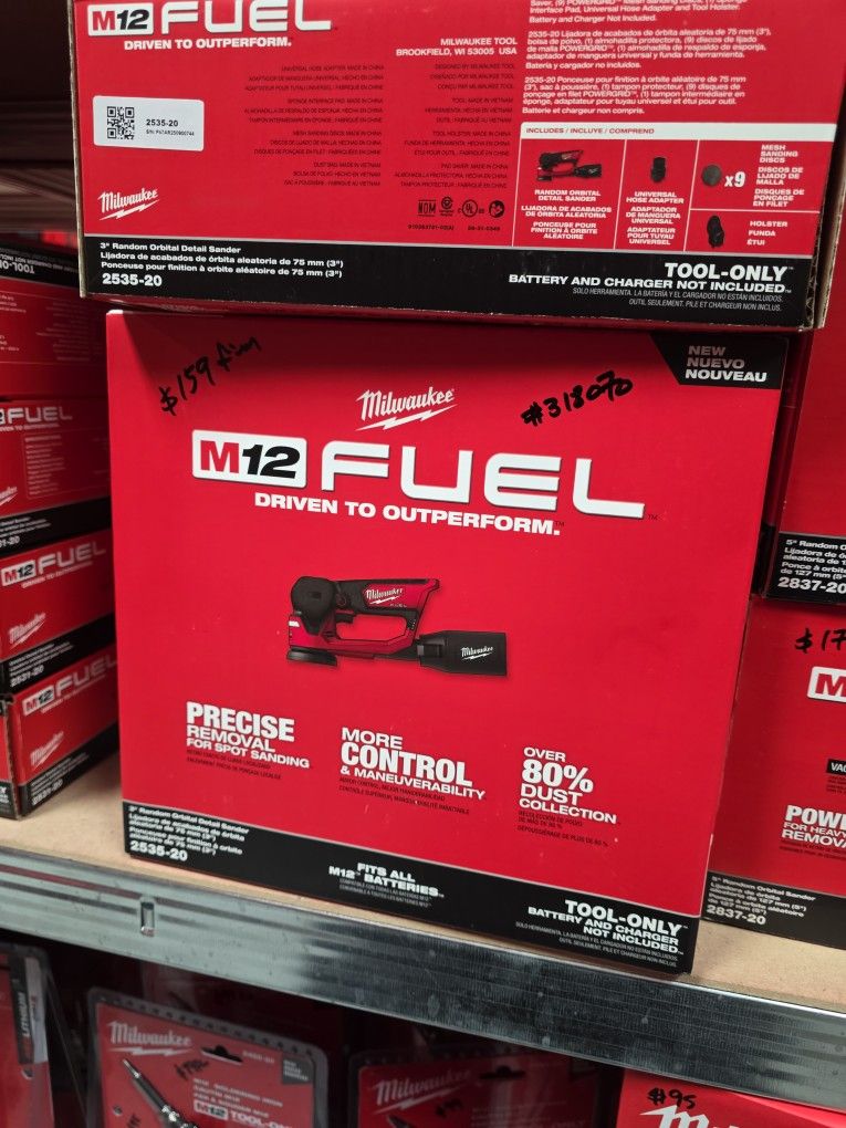 Milwaukee
M12 FUEL 12V Lithium-Ion Brushless Cordless 3 in. Random Orbital Detail Sander