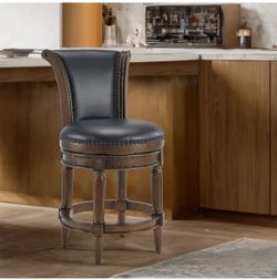 SET OF 3 - Elveria 25” W Bar Stools with Nailhead Trim - brand new