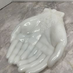 Vintage Avon Milk Glass Hand Trinket Dish