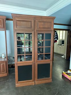 2 Wooden Display Cabinets 7 ft tall 2 ft wide 2 ft deep