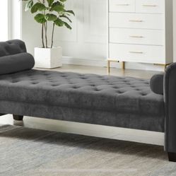 2038 Dark Gray Rectangular Large Sofa Stool
